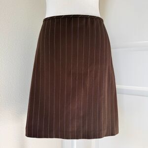 Vintage 'MyMichelle' Brown Pinstripe Midi Zip Up Skirt Y2K 90s Office Siren 9/10